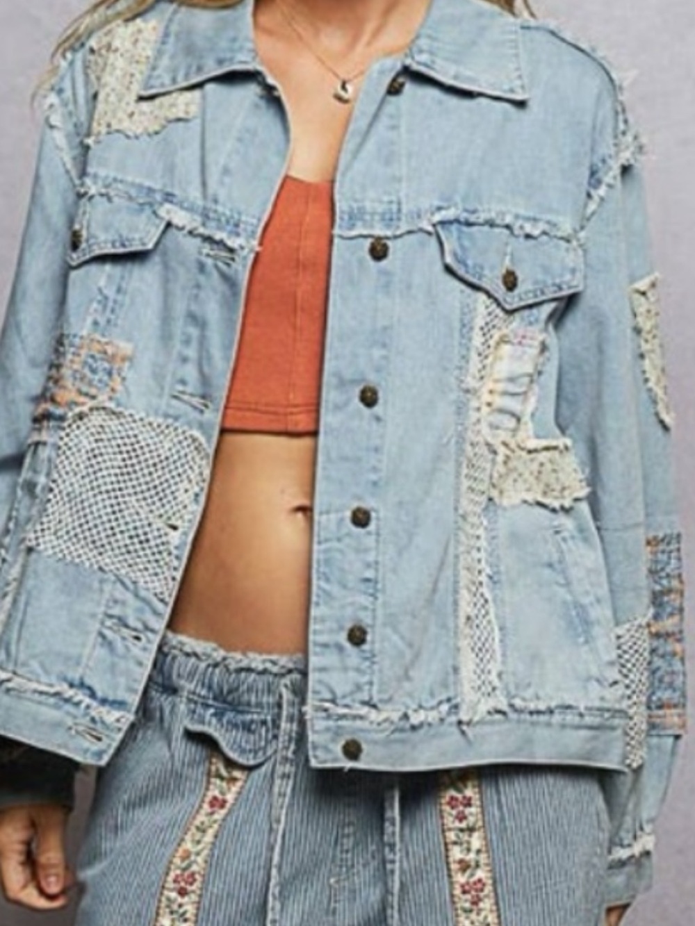 POL Patchwork Denim Jacket